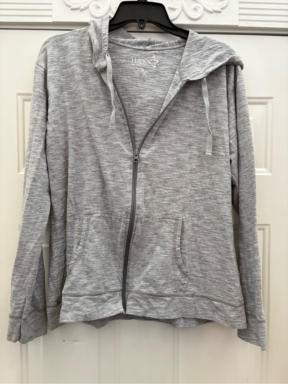 Hanes Lightweight Heather Gray Zip-Up Hoodie